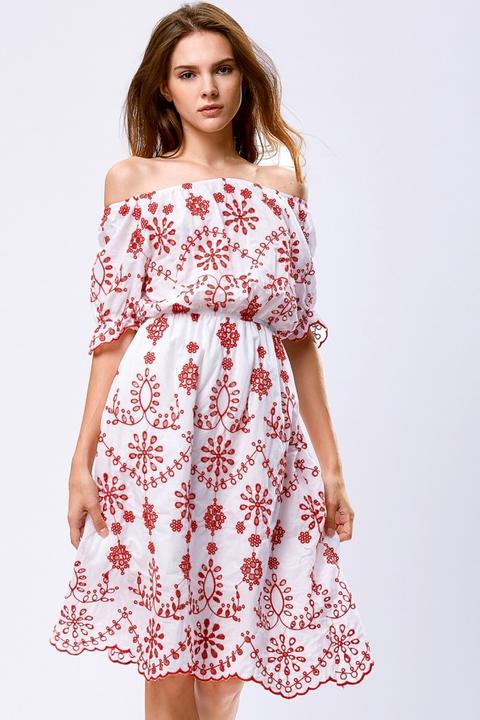 Carice Embroidered Lace Dress