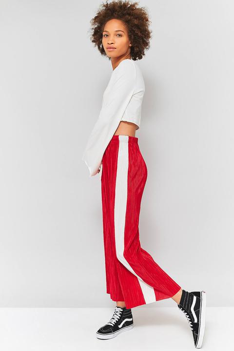 Light Before Dark Awkward Length Red Side Stripe Plisse Trousers - Womens L