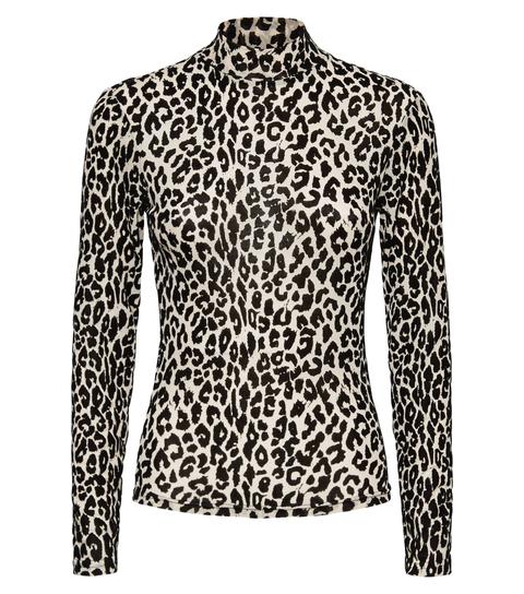 Light Brown Flocked Leopard Mesh Top New Look