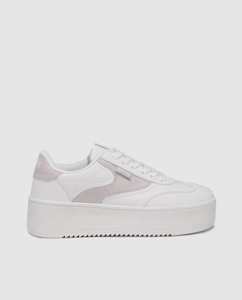 Mustang - Zapatillas De Lona De Mujer En Color Blanco Con Cordones