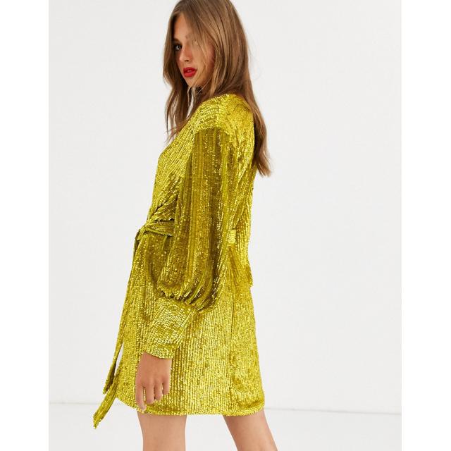 Asos Edition Sequin Wrap Mini Dress 