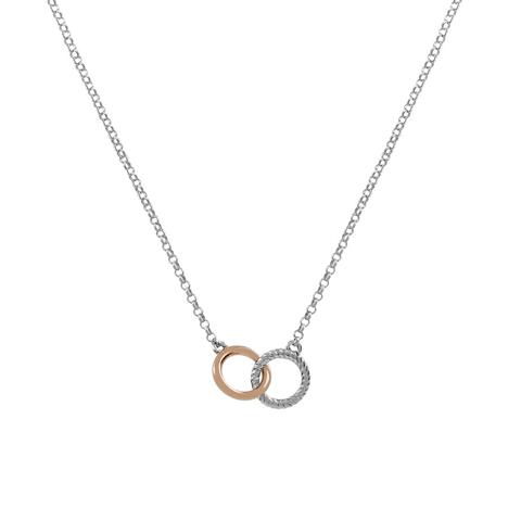 Colgante Doble Círculo En Plata/oro Rosa