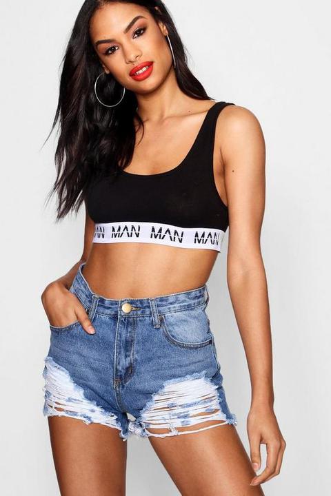 Ripped Denim Mom Shorts