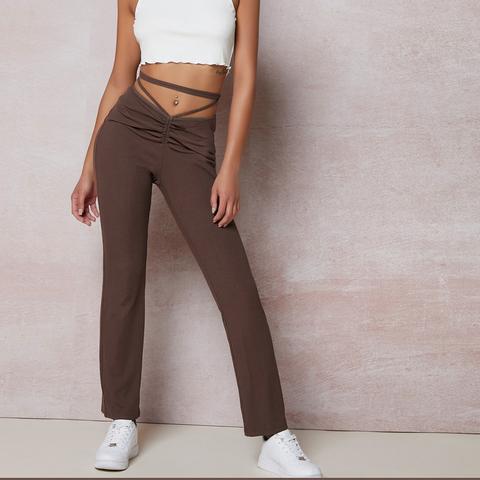 Tie Back Drawstring Ruched Trousers