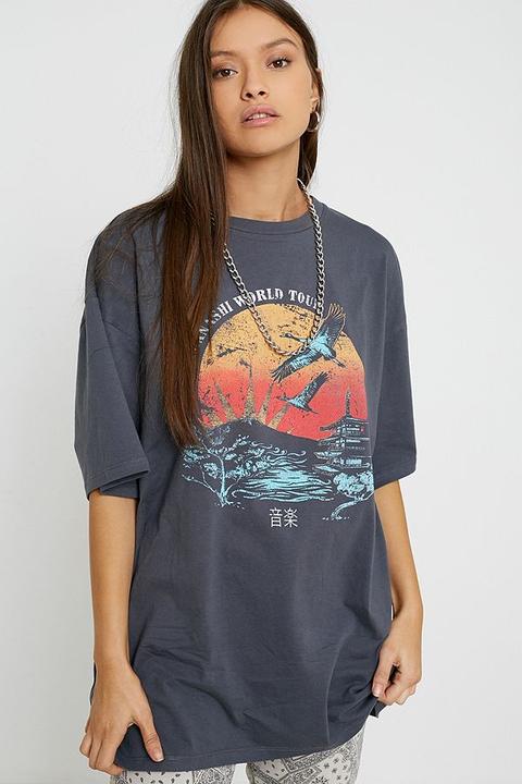 Uo World Tour Dad T-shirt - Grey M At Urban Outfitters