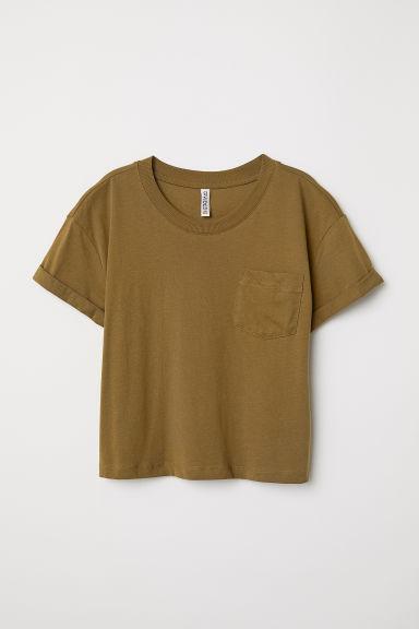 H & M - Cropped T-shirt - Green