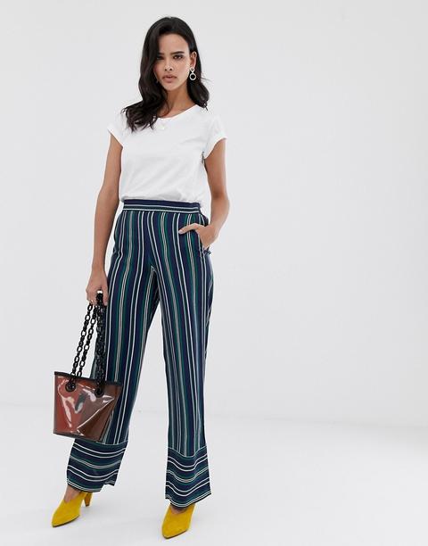 Esprit - Pantaloni A Righe Con Fondo Ampio A Righe Blu Navy E Verdi -  Multicolore from ASOS on 21 Buttons