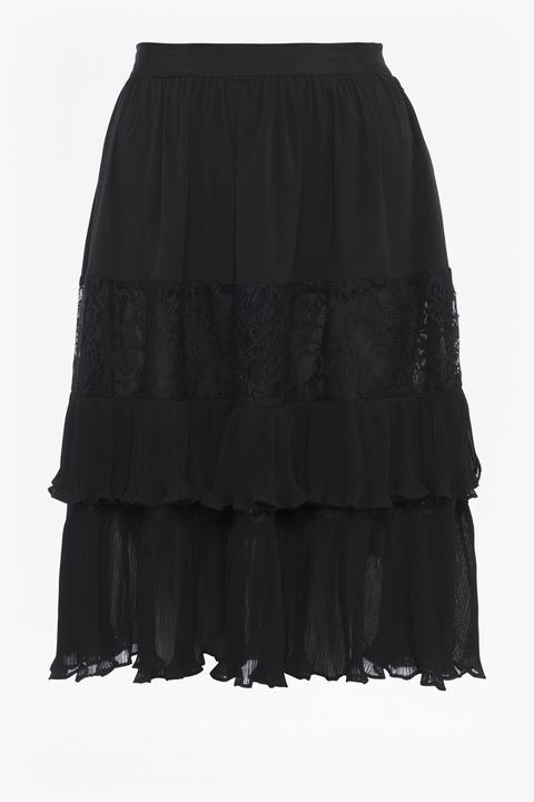 Clandre Vintage Lace Mix Skirt - Black