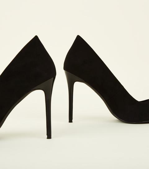 Black Suedette Stiletto Heel Courts New Look