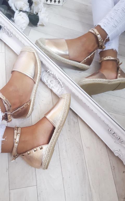 Giovanni Studded Espadrilles In Rose Gold