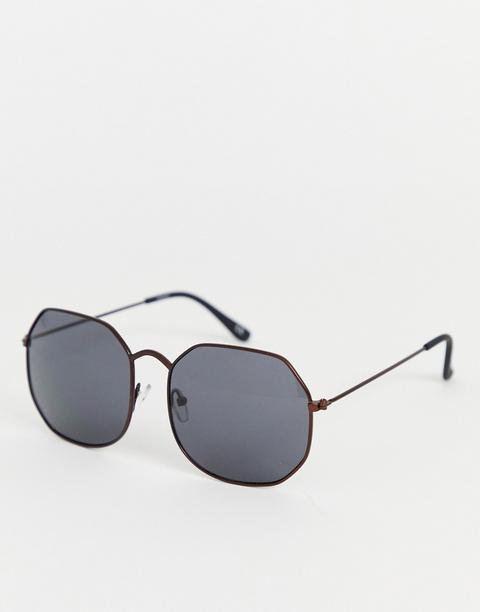 Asos Design - Lunettes De Soleil Oversize À Monture Carrée En Métal Avec Verres Fumés - Cuivre-marron