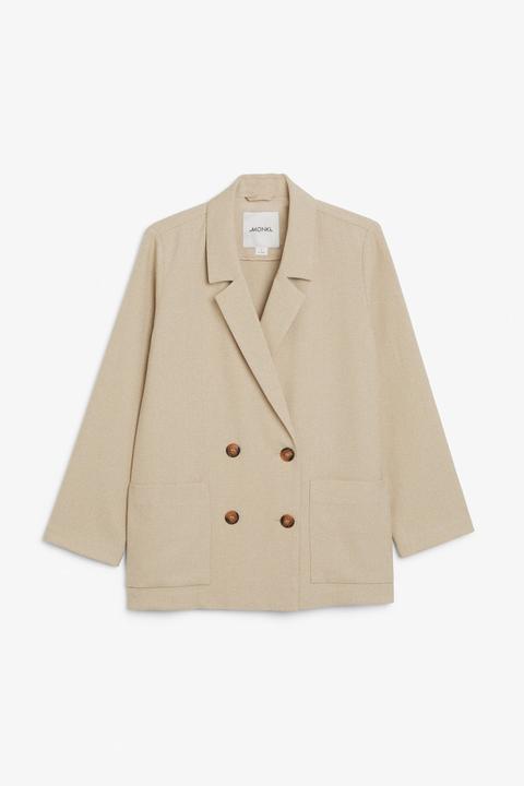 Double Breasted Blazer - Beige