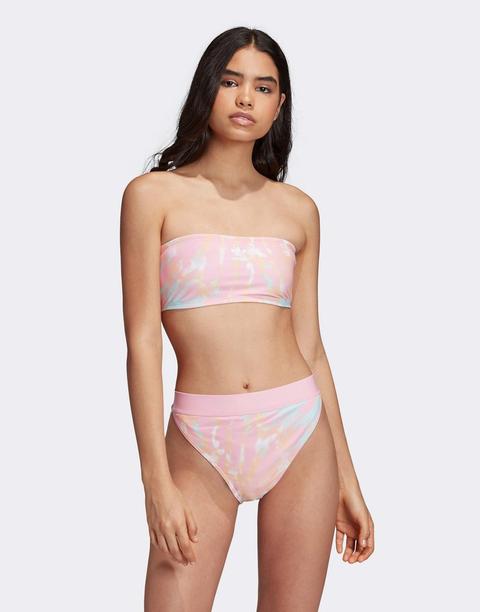 Adidas Originals Bikini Bandeau In Pink Tie Dye