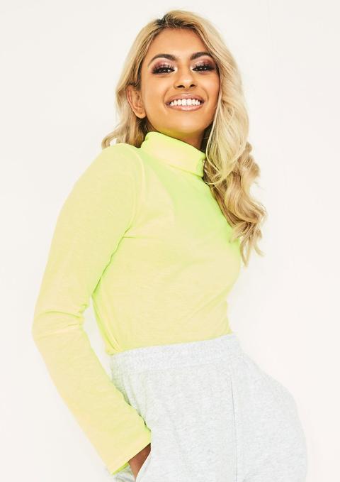 Tammi Neon Yellow Roll Neck Top