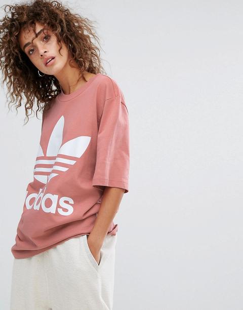 Camiseta De Corte Cuadrado En Rosa De Adidas Originals