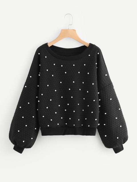 Sudadera Guateada Con Manga Farol Con Perla