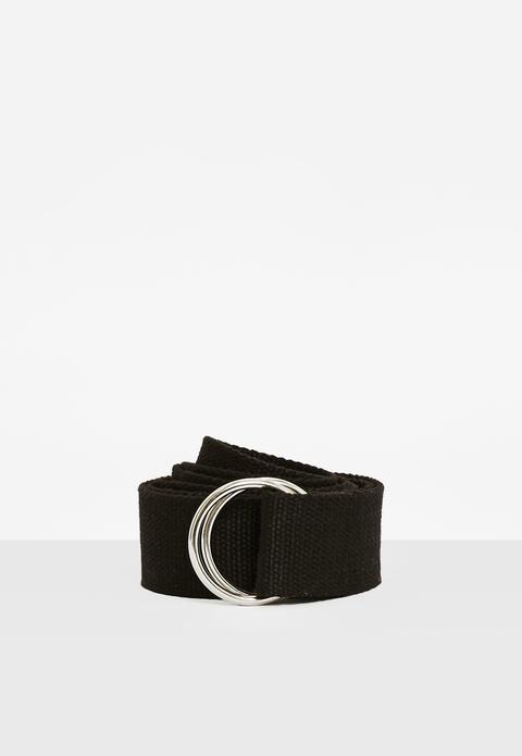 Black Simple D-ring Long Belt