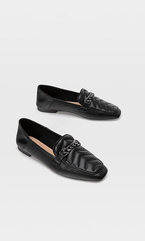 Stradivarius Chaussures Plates Capitonnées À Talon Écrasable Femme Noir 37