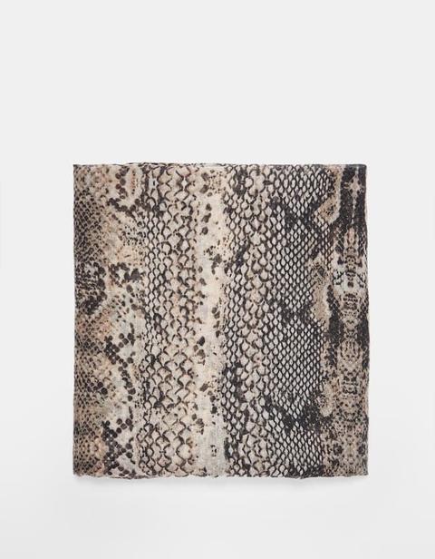 Foulard Stampato Effetto Serpente Marrone