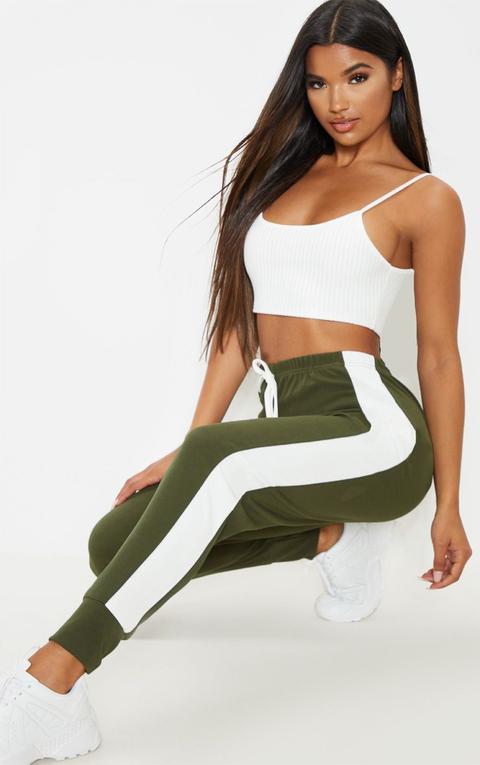 Khaki Side Stripe Detail Jogger