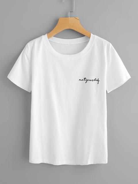 Letter Embroidered Tee