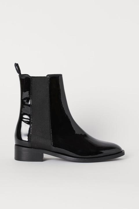 Botines De Charol - Negro