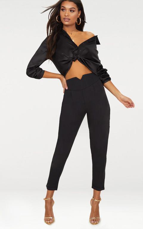 Elenor Black High Waisted Tapered Trousers