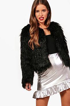 Petite Edge To Edge Mongolian Faux Fur Coat