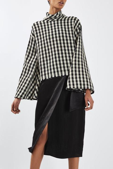 Gingham Wide Sleeve Blouse By Boutique - Tops - Clothing