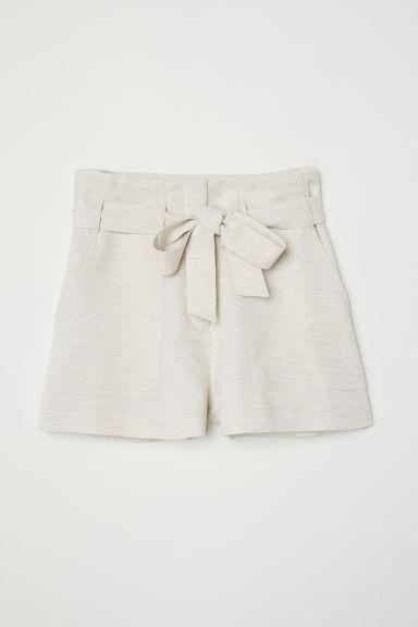 H & M - Bermuda In Misto Lino - Beige