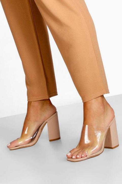 Mules Transparentes À Talons Bloc Peep-toe - Nude - 38, Nude