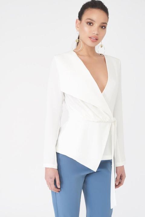 Asymmetric Folded Over Top In White