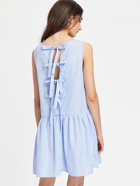 Vestido De Rayas Con Talle Bajo Con Abertura