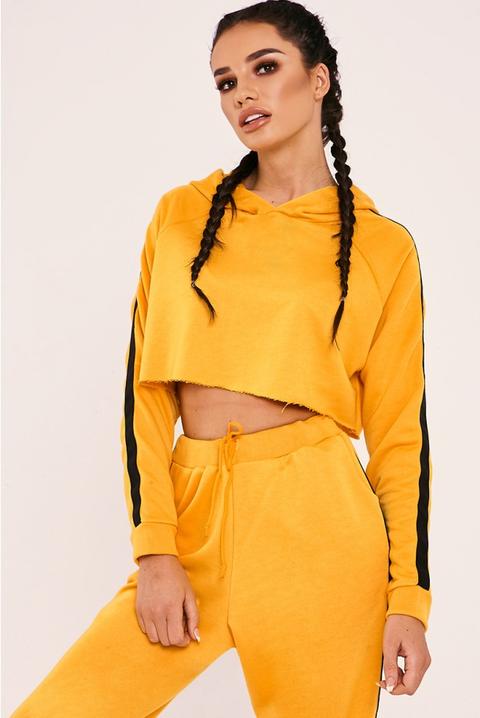 Sarah Ashcroft Yellow Cropped Drawstring Hoodie