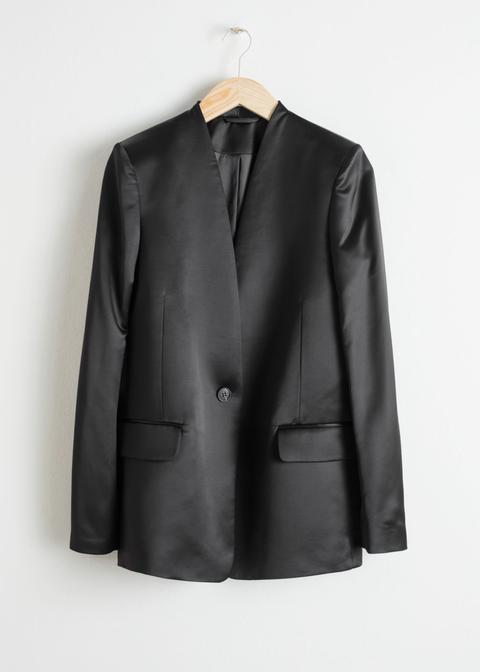 Straight Fit Satin Blazer