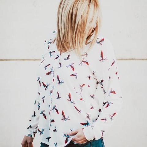 Camisa Estampada Bird Blanca