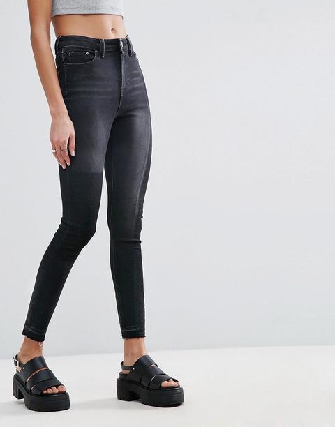 Asos - Ridley - Jeans Skinny Destrutturati Rip And Repair Nero Slavato - Nero