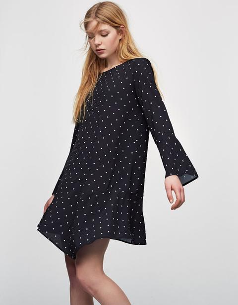 Vestido Evasé Manga Campana