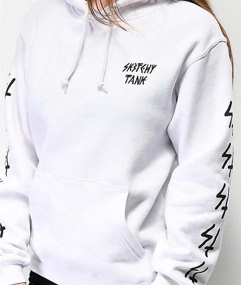 sketchy tank white hoodie