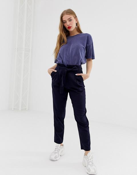 Noisy May Paperbag Waist Trouser-navy