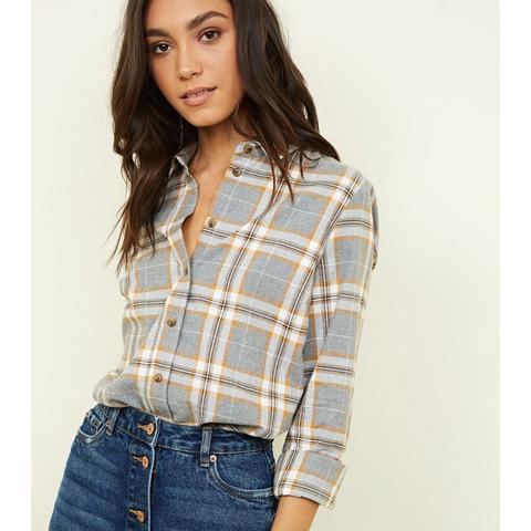 Chemise Oversize Gris Clair À Carreaux