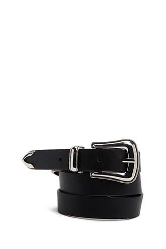 Forever 21 Faux Leather Etched Belt , Black