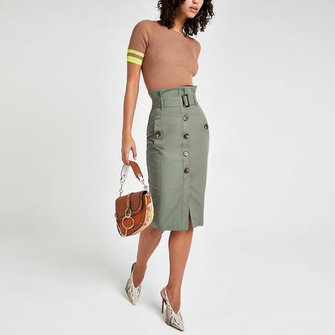 Khaki Utility Pencil Skirt