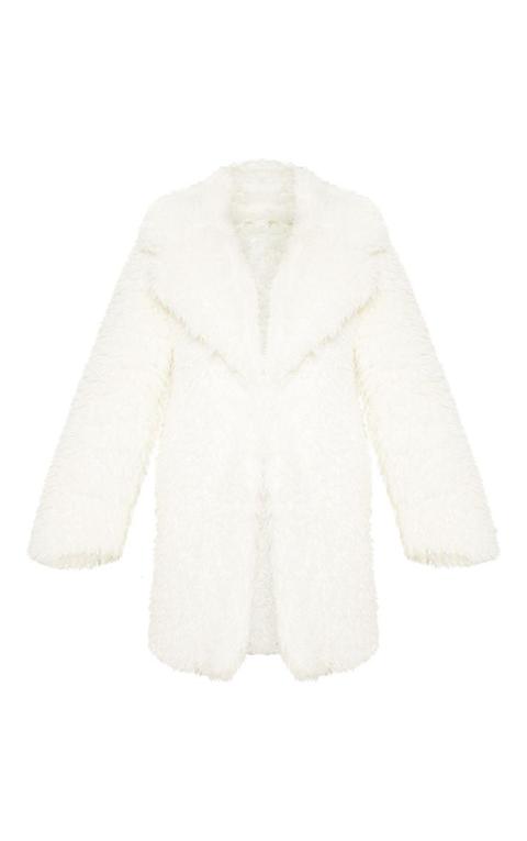 white teddy fur coat