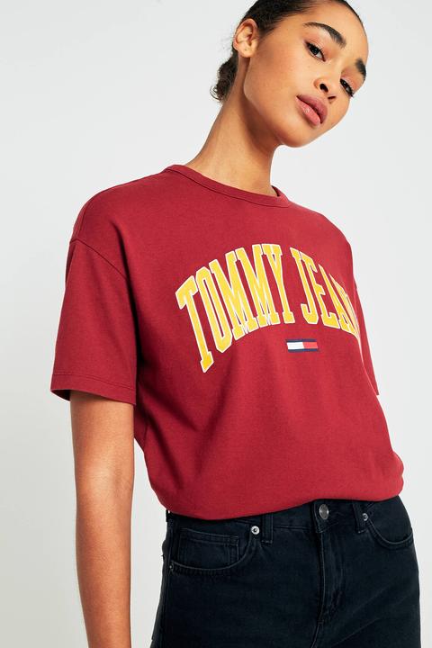 Tommy Jeans Collegiate Wine Logo T 