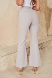 Full Length Fit And Flare Trousers In Grey Blue