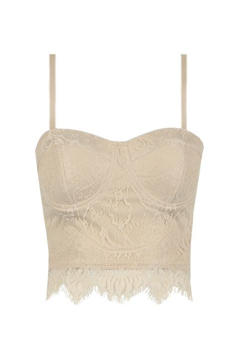 Top Bustier In Pizzo Rosa Antico