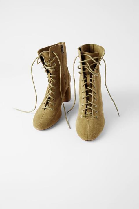 Lace-up Leather Ankle Boots from Zara 
