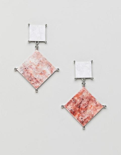 Pendientes Con Piedra De Algodón Reciclado De Efecto Marmolado De Color De Asos