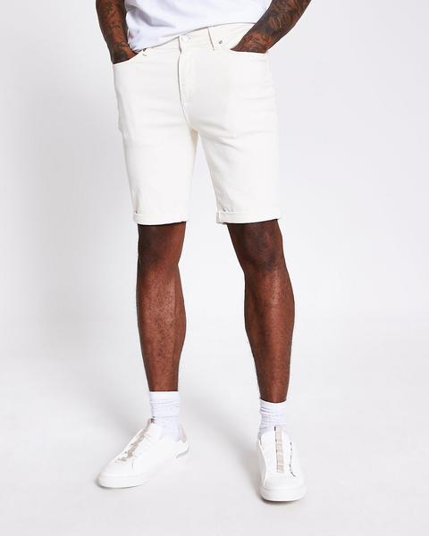 White Sid Skinny Fit Stretch Denim Shorts